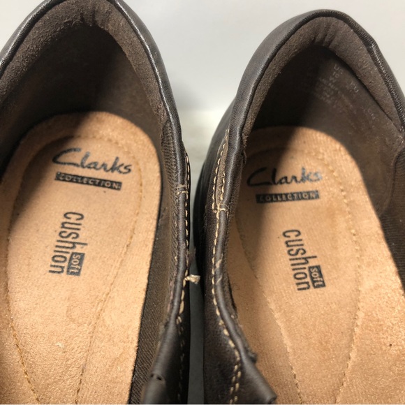 Clarks Collection Shoes Women 10W Soft Cushion Brown Tooled Leather SlipOn Flats - Picture 9 of 11